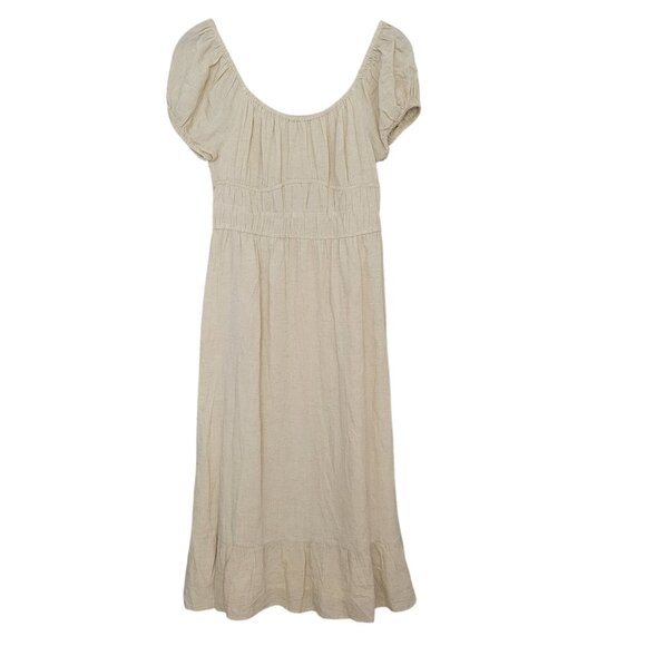 Sim & Sam Dresses & Skirts - Sim & Sam Linen Blend Maxi Dress Womens Size XL Beige Cottagecore